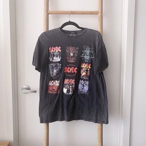 Bershka | Tops | Acdc Band Tour Tshirt In Washed Grey | Poshmark